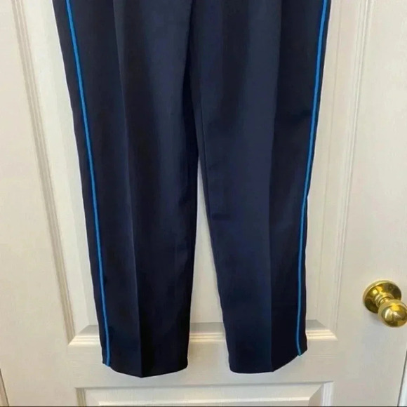 Topshop Trousers Relaxed Fit Pleated Pants Navy Blue Side Stripe Size 4 NWOT - Picture 6 of 13
